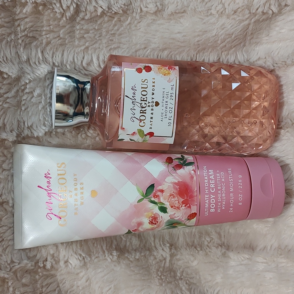 B&BW gorgeous gingham body cream and shower gel